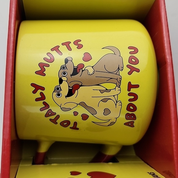 Hoomans Pawsitive Vibes Totally Mutts About You Coffee Tea Mug Red Yellow 16oz - Picture 2 of 9